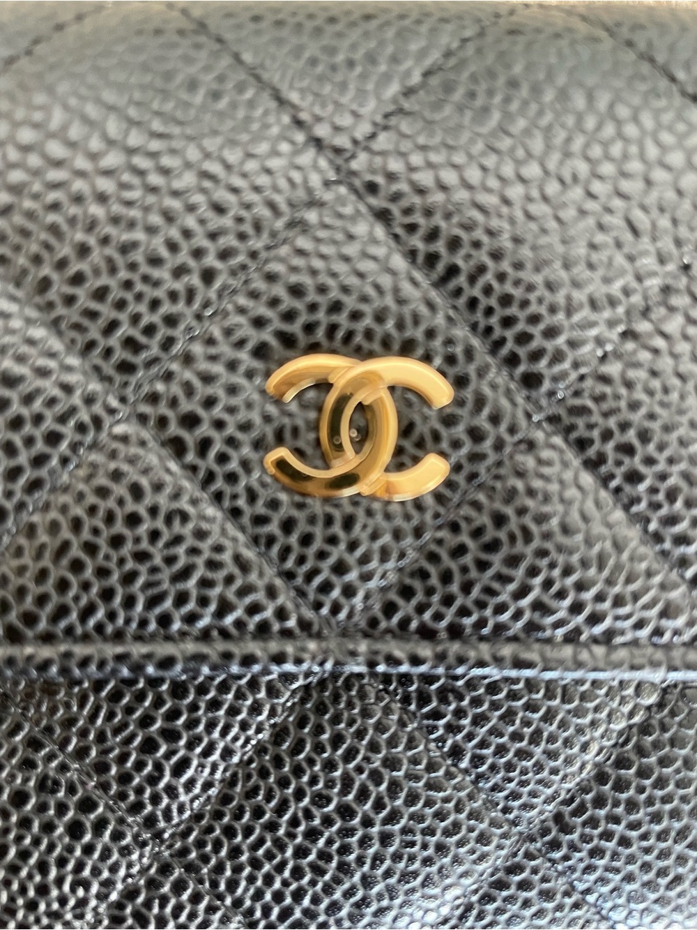 CHANEL Black Quilted Caviar Leather Wallet with Gold CC NEVER USED - Picture 2 of 12